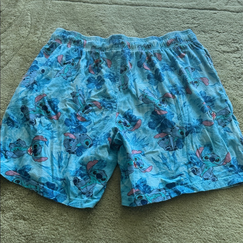 Disney Men's Light Blue Stitch Pattern Sleep Shorts Pajamas - Picture 7 of 7